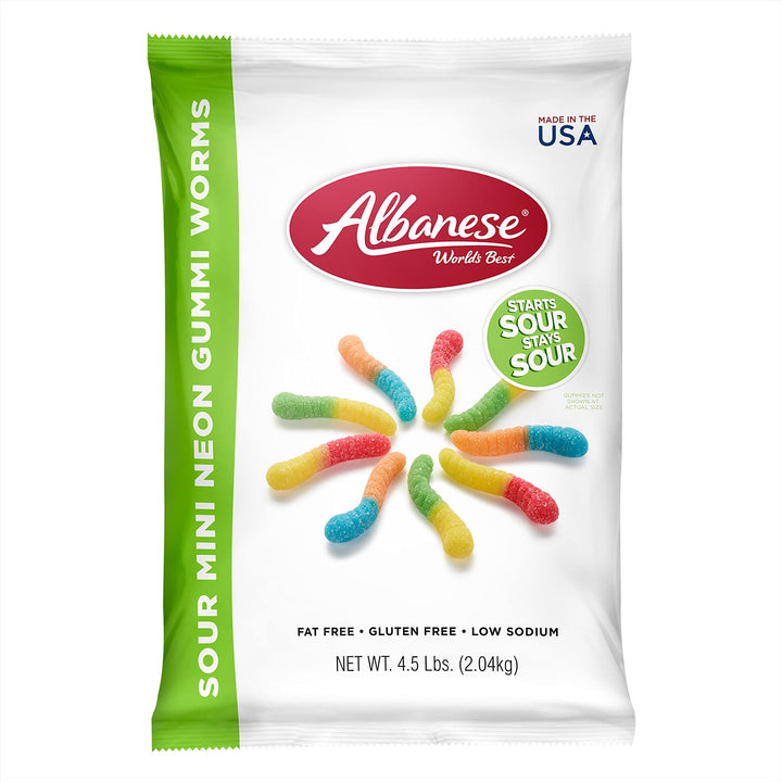 Albanese Bulk Mini Sour Neon Worms 2 kg Exotic Candy Warehouse Montreal Quebec Canada