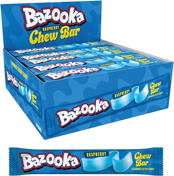 Bazooka Blue Raspberry Chew Bar 14 g (60 Pack) Exotic Candy Wholesale Montreal Quebec Canada