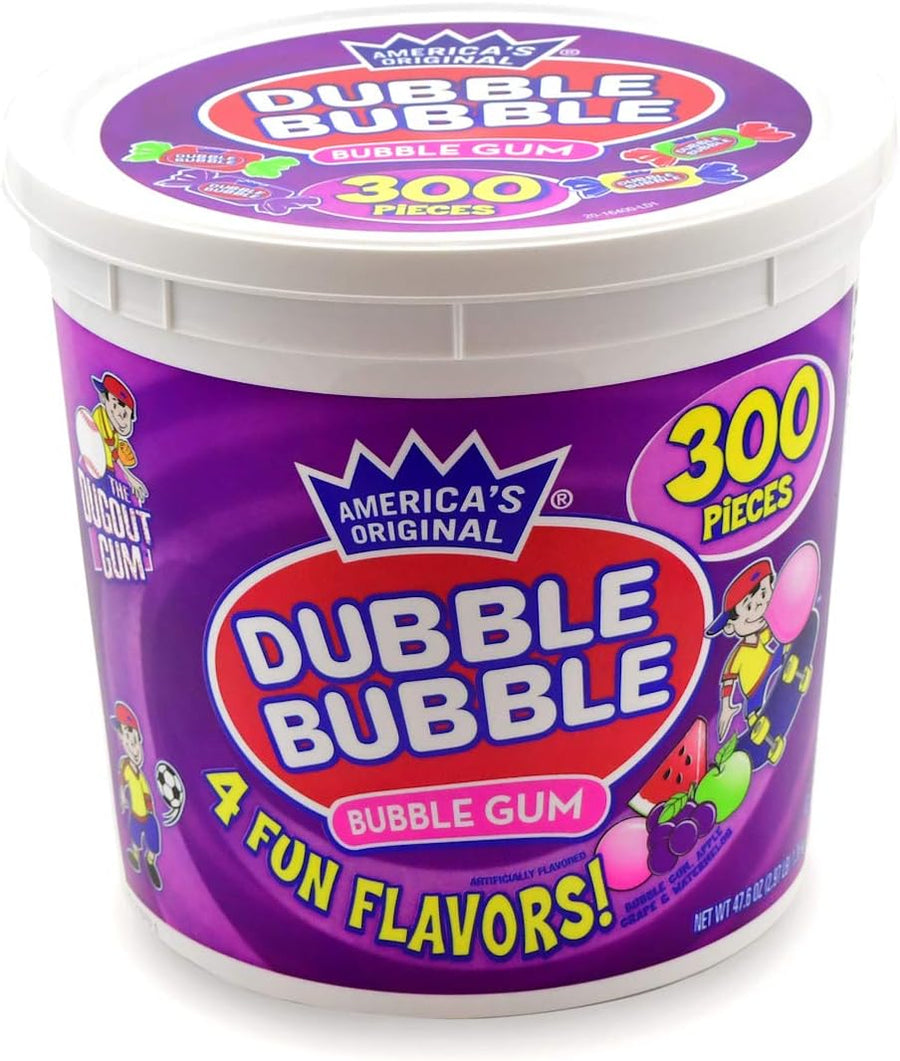 Dubble Bubble 300-Piece Assorted Gum Tub  4.5 g (300 Pack) Exotic Candy Wholesale Montreal Quebec Canada