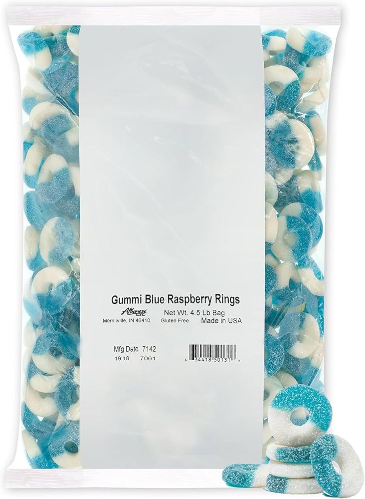 Albanese Bulk Blue Raspberry Rings 2.3 kg Exotic Candy Warehouse Montreal Quebec Canada