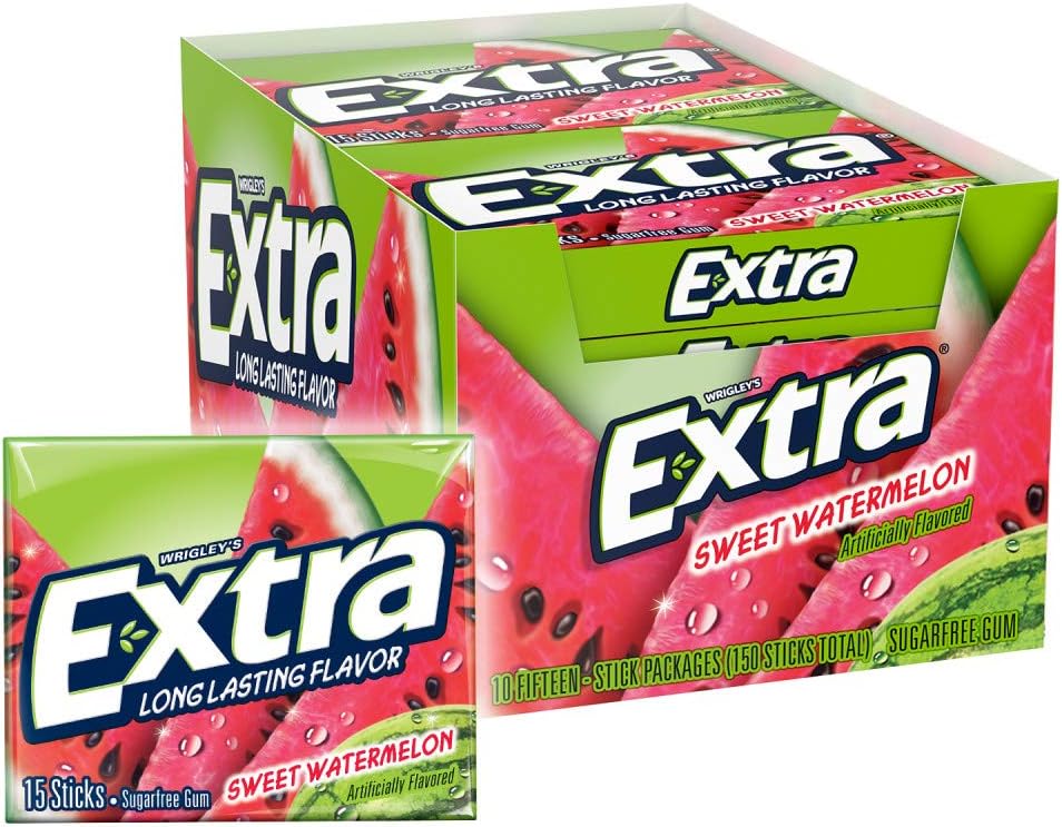 Wrigley's Extra Sweet Watermelon Gum 40 g (10 Pack) Exotic Candy Wholesale Montreal Quebec Canada