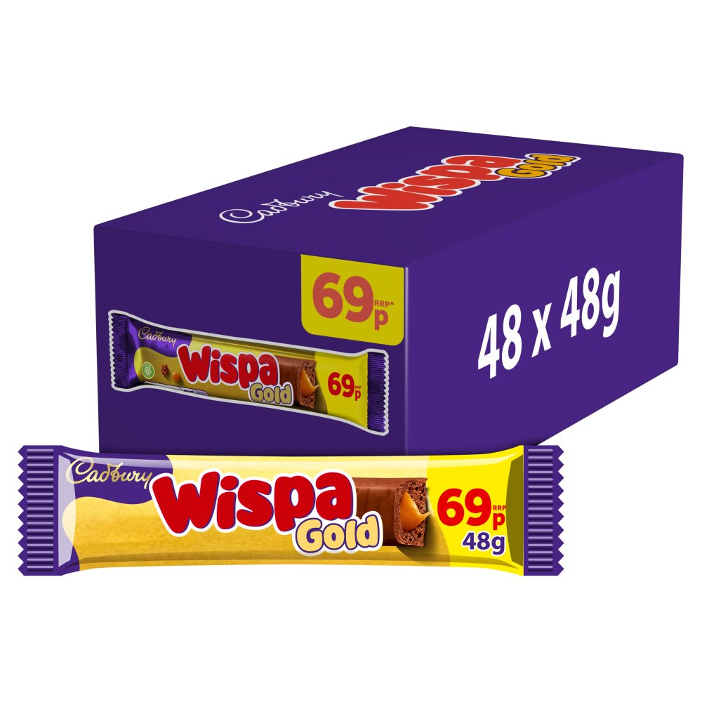 Cadbury Wispa Gold Bar 48 g (48 Pack) Exotic Chocolate Wholesale Montreal Quebec Canada