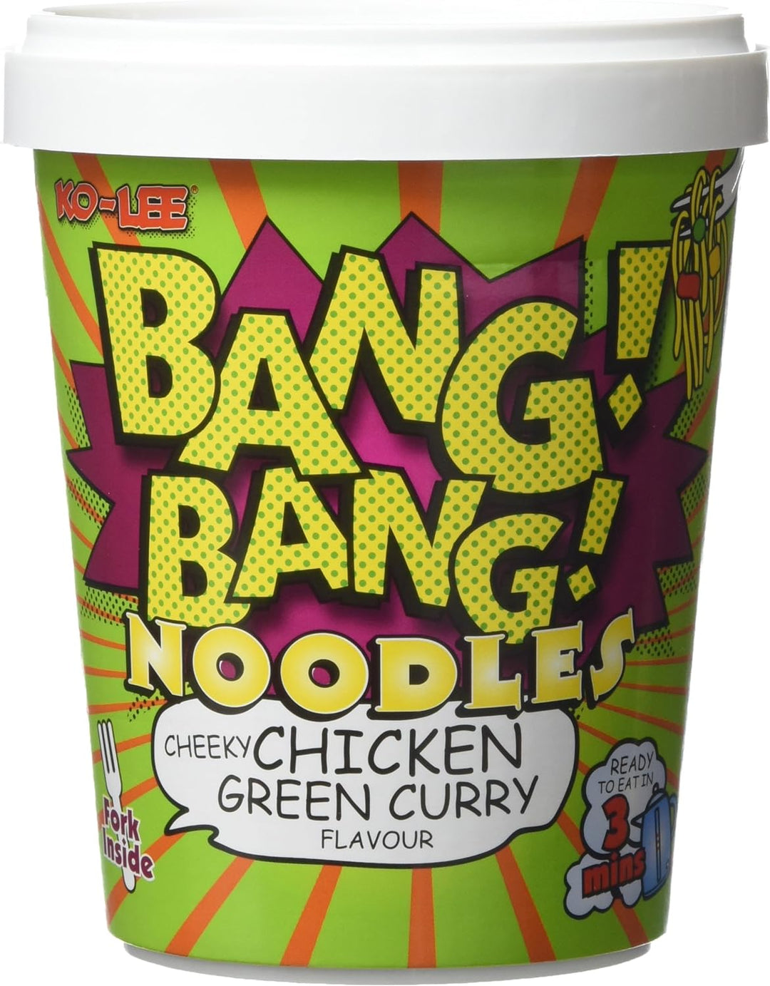 Ko-lee Bang Bang Cheeky Chicken Green Curry Cup Noodles 65 g (8 Pack) Exotic Snack Wholesale Montreal Quebec Canada