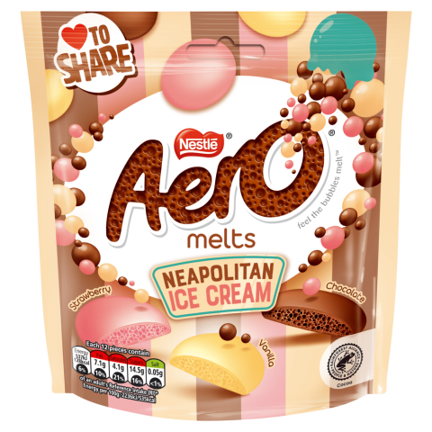 Aero Melts Neapolitan Ice Cream 90 g (8 Pack) Exotic Chocolate Wholesale Montreal Quebec Canada