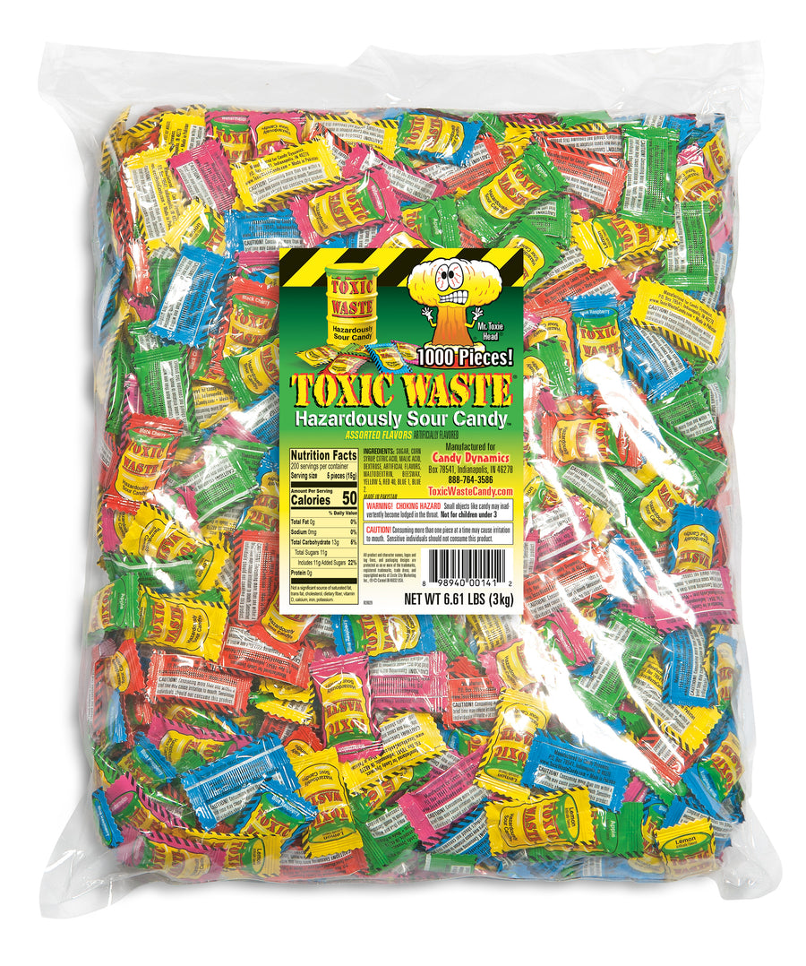  Toxic Waste 1000-Count Assorted Sour Candy Bulk Bag 3 kg (4 Pack) Exotic Candy Wholesale Montreal Quebec Canada