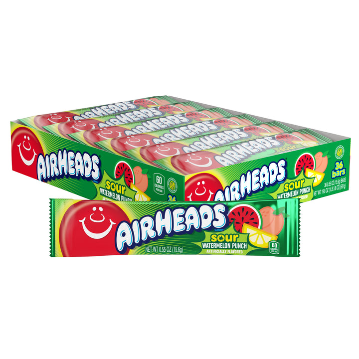 Airheads Singles Sour Watermelon Punch 15.6 g (36 Pack) Exotic Candy Wholesale Montreal Quebec Canada 