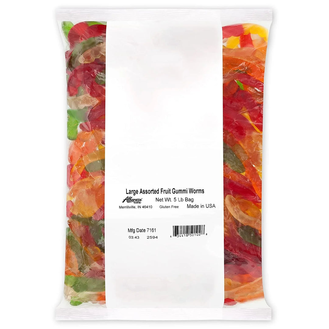 Albanese Bulk Large Assorted Gummi Worms 2.3 kg Exotic Bulk Candy Wholesale Montreal Quebec Canada