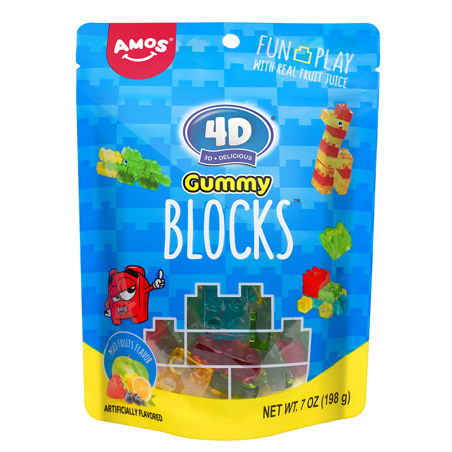 Amos 4D Gummy Blocks 198 g (12 Pack) Exotic Candy Wholesale Montreal Quebec Canada