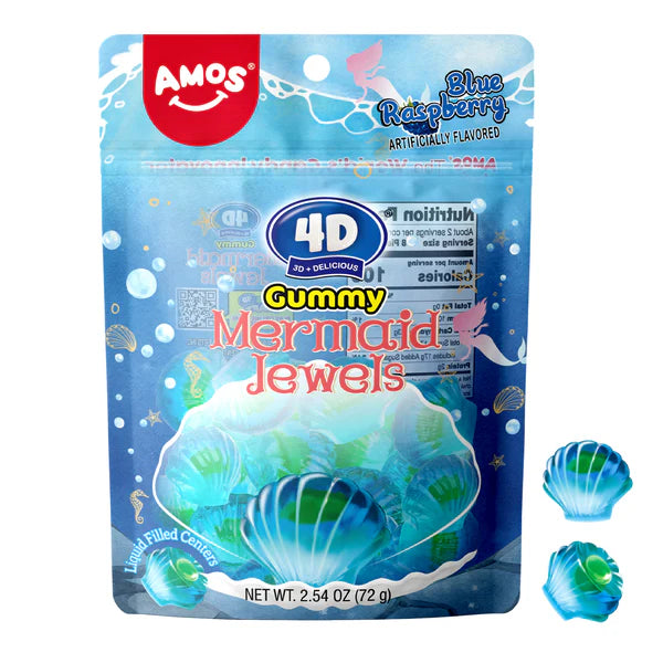 Amos 4D Ocean Gummy Mermaid Jewels 170 g (12 Pack) Exotic Candy Wholesale Montreal Quebec Canada