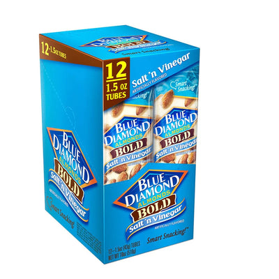 Blue Diamond BOLD Salt 'N Vinegar Almonds 43 g (12 Pack) Exotic Snacks Wholesale Montreal Quebec Canada