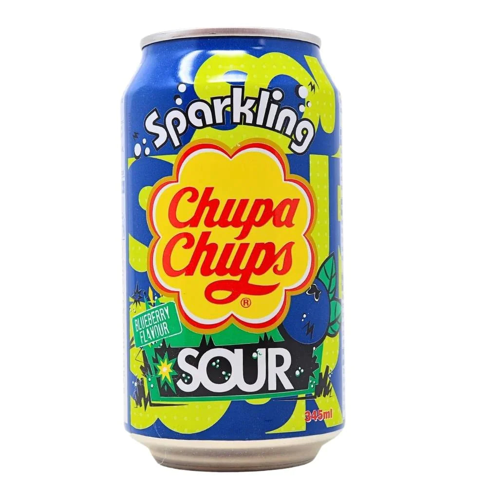 Chupa Chups SOUR Sparkling Blueberry 345 mL (24 Pack) Exotic Drinks Wholesale Montreal Quebec Canada