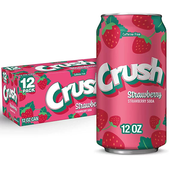 Crush Strawberry Soda 355 mL (12 Pack) Exotic Drinks Wholesale Montreal Quebec Canada