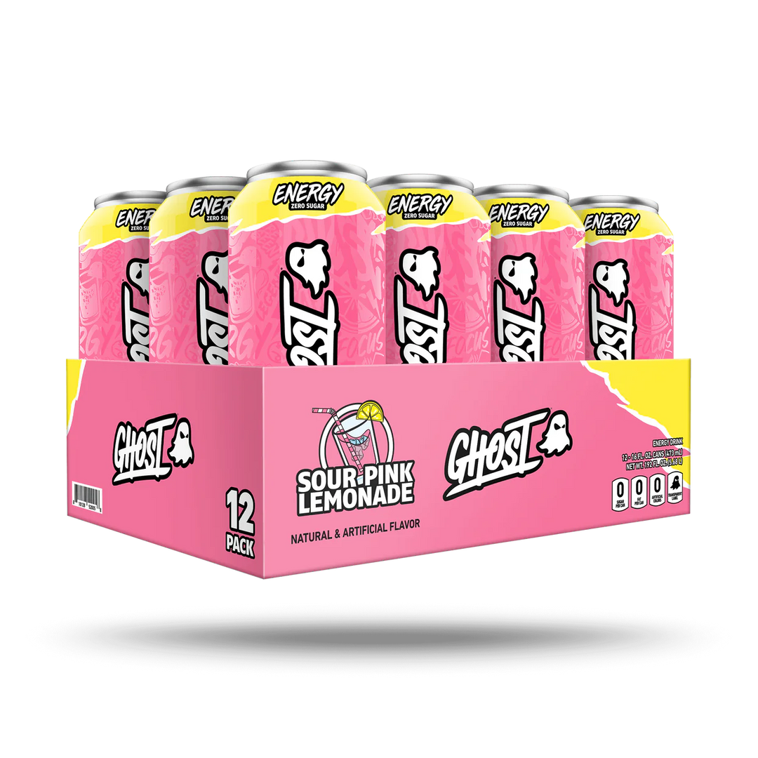 Ghost Energy Sour Pink Lemoande 473 mL (12 Pack) Exotic Drinks Wholesale Montreal Quebec Canada