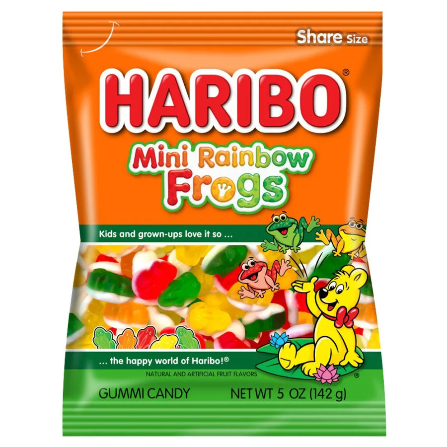 Haribo Mini Rainbow Frogs Gummi Candy Peg Bag 142 g (12 Pack) Exotic Candy Wholesale Montreal Quebec Canada