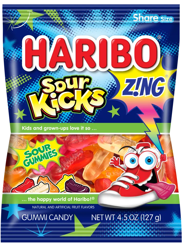 Haribo Peg Bag Zing Sour Kicks 127 g (12 Pack) Exotic Candy Wholesale Montreal Quebec Canada