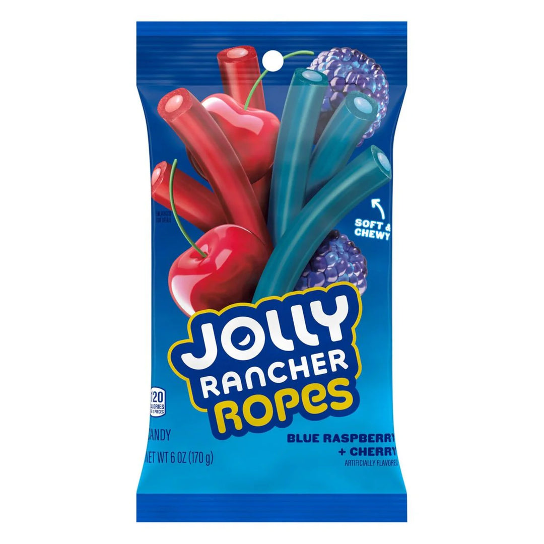 Jolly Rancher Ropes Blue Raspberry & Cherry 170 g (12 Pack) Exotic Candy Wholesale Montreal Quebec Canada