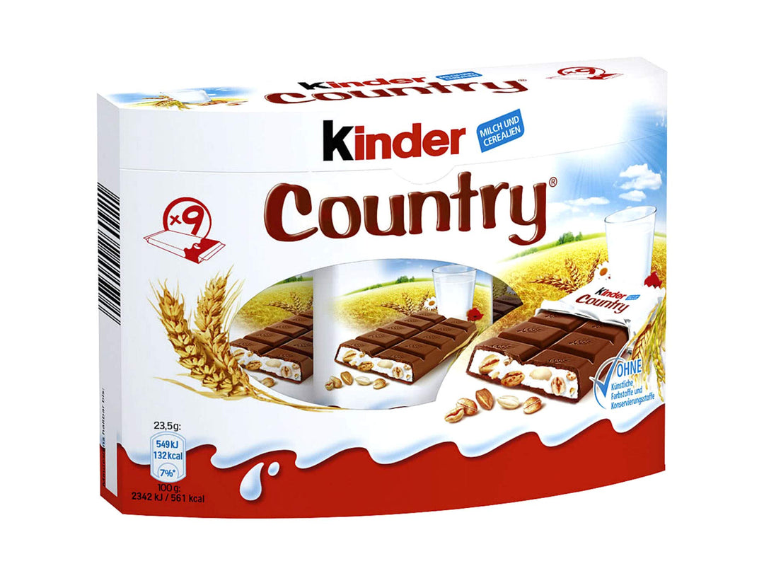 Ferrero Kinder Country 23.5 g (9 Units) 18 Pack Exotic Snacks Wholesale Montreal Quebec Canada