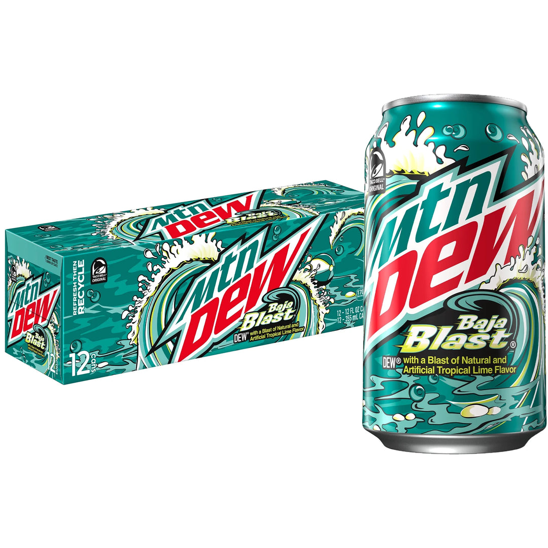 Mountain Dew Baja Blast 355 mL (12 Pack) Exotic Soda Wholesale Distribution Montreal Quebec Canada