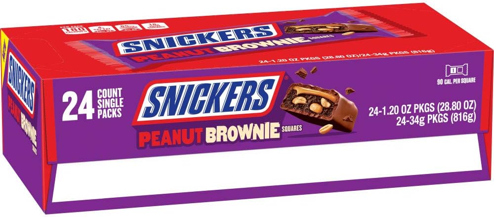 Snickers Peanut Brownie Squares 34 g (24 Pack) Exotic Chocolate Wholesale Montreal Quebec Canada
