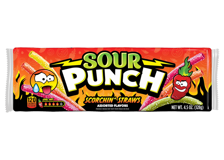 Sour Punch Scorchin' Straws 128 g (12 Pack) Exotic Candy Wholesale Montreal Quebec Canada