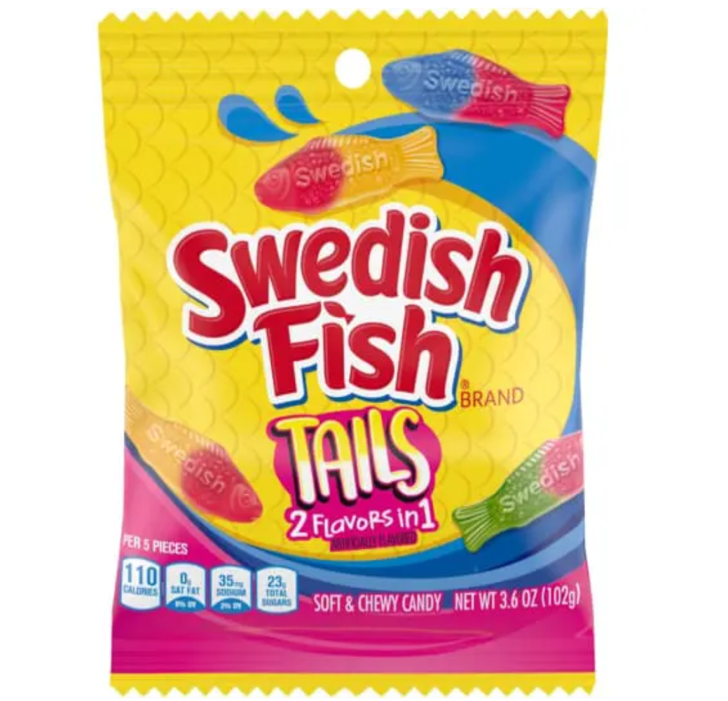 Swedish Fish Tails 2-in-1 Candy 102 g (12 Pack)