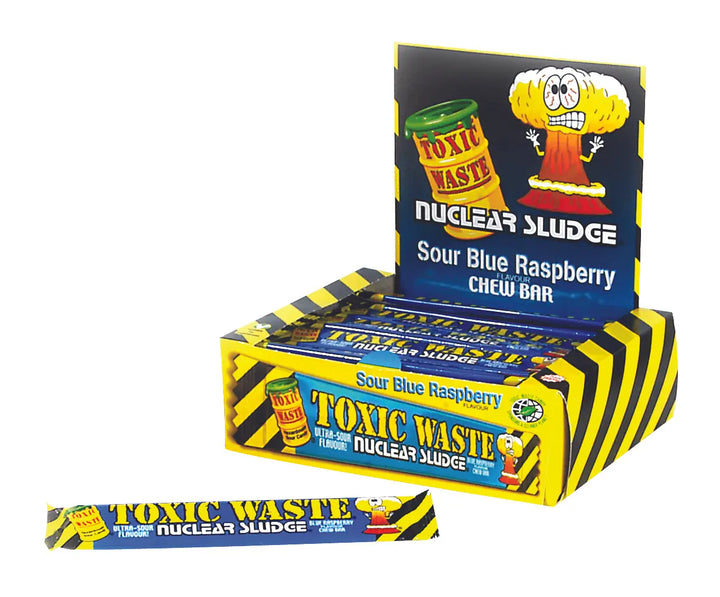 Toxic Waste Blue Raspberry Nuclear Sludge Chew Bar 20 g (50 Pack) Exotic Candy Wholesale Montreal Quebec Canada