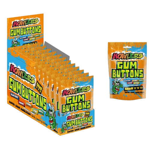 Albert's Howlers Sour Gum Buttons 47 g (12 Pack) Exotic Candy Wholesale Montreal Quebec Canada