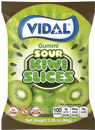 Vidal Kiwi Slices Gummi Candy 100 g (14 Pack) Exotic Candy Wholesale Montreal Quebec Canada