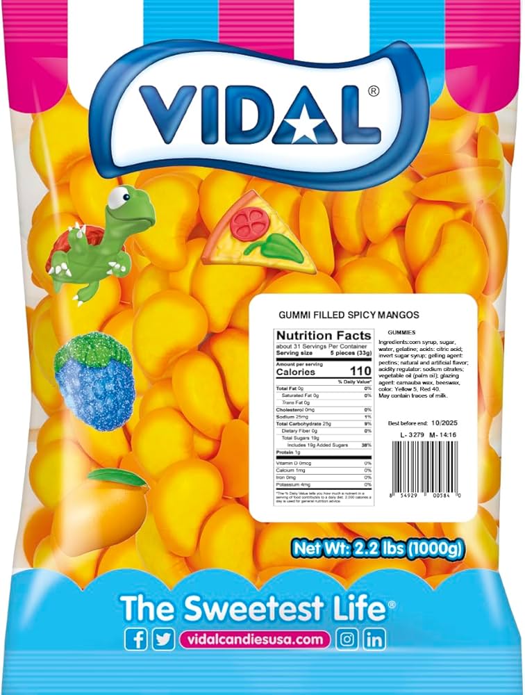Vidal Bulk Spicy Mango Gummi Candy 1 kg Exotic Bulk Candy Wholesale Montreal Quebec Canada