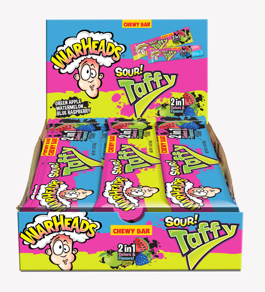 Warheads 2-in-1 Taffy Bar 42 g (24 Pack) Exotic Candy Wholesale Montreal Quebec Canada