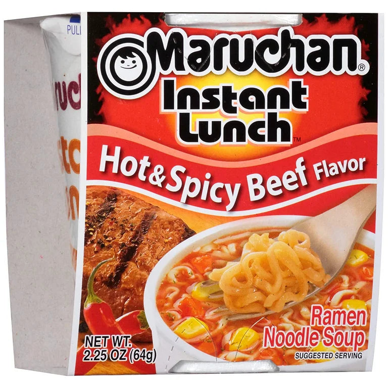 Maruchan Ramen Noodle Soup Cup Hot & Spicy Beef Flavour 64 g (12 Pack) Exotic Snacks Wholesale Montreal Quebec Canada