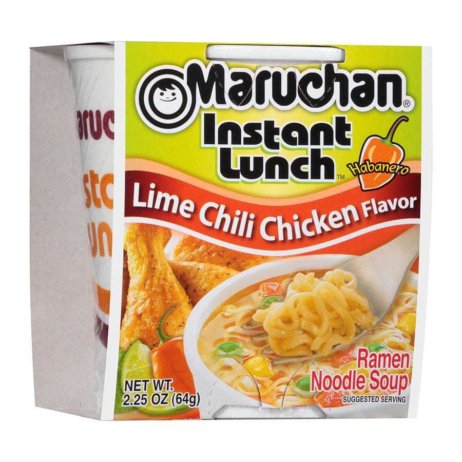 Maruchan Ramen Noodle Soup Cup Lime Chili Chicken Flavour 64 g (12 Pack) Exotic Snacks Wholesale Montreal Quebec Canada
