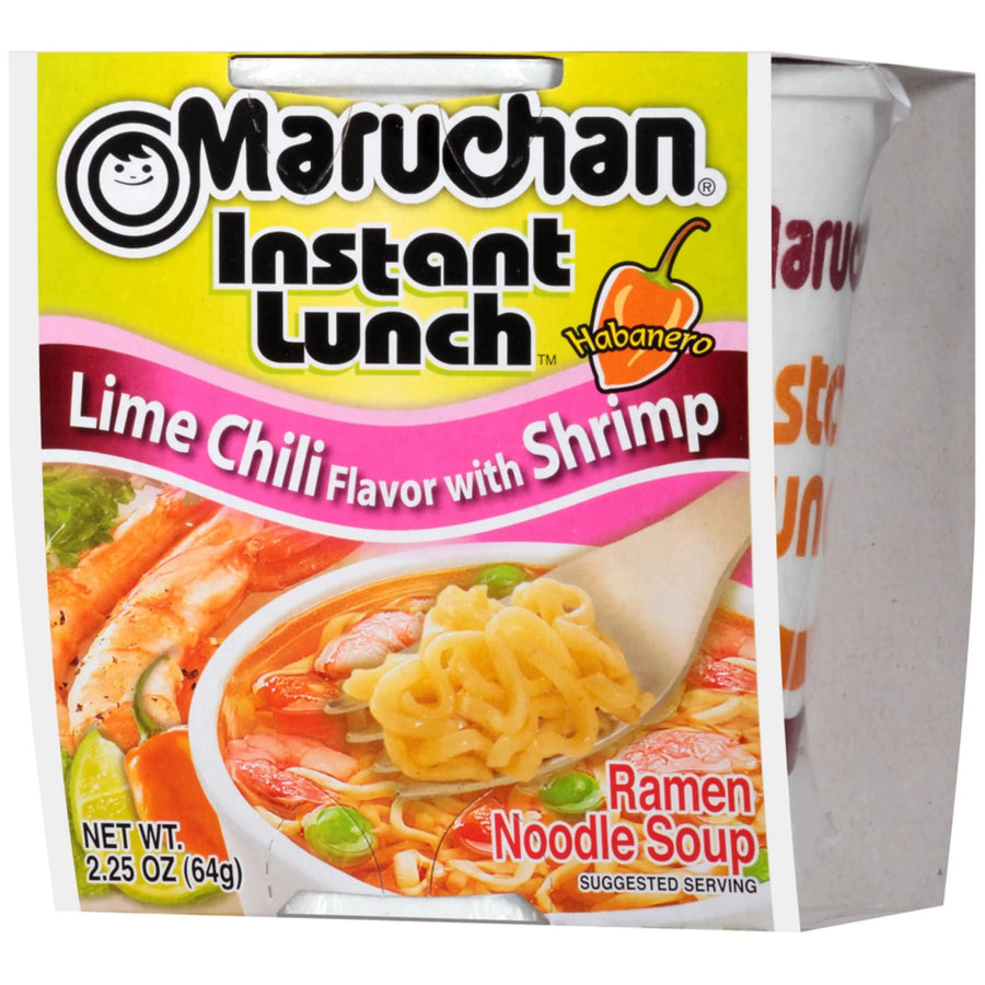 Maruchan Ramen Noodle Soup Cup Lime Chili Shrimp Flavour 64 g (12 Pack) Exotic Snacks Wholesale Montreal Quebec Canada
