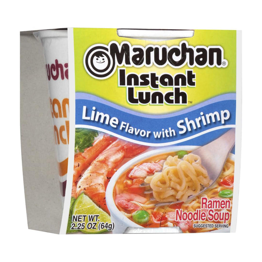 Maruchan Ramen Noodle Soup Cup Lime Shrimp Flavour 64 g (12 Pack) Exotic Snacks Wholesale Montreal Quebec Canada