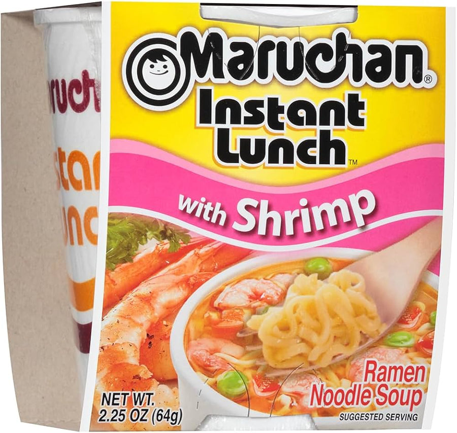 Maruchan Ramen Noodle Soup Cup Shrimp Flavour 64 g (12 Pack) Exotic Snacks Wholesale Montreal Quebec Canada
