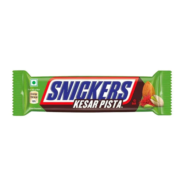 Snickers Kesar Pista (Saffron Pistachio) Chocolate Bar 42 g (15 Pack) Exotic Snacks Wholesale Montreal Quebec Canada