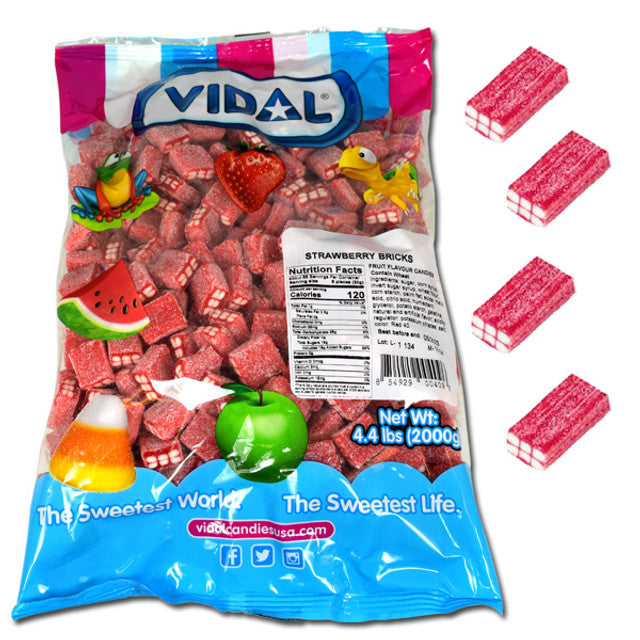 Vidal Bulk Strawberry Licorice Bricks 2 kg (6 Pack) Exotic Candy Wholesale Montreal Quebec Canada