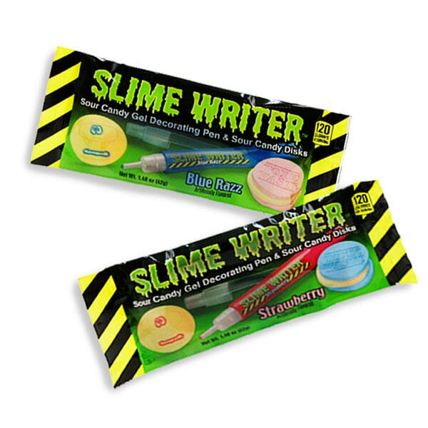 Toxic Waste Assorted Slime Writer Gel Decorating Pen & Sour Candy Disks 42 g (12 Pack) Exotic Candy Wholesale Montreal Quebec Canada