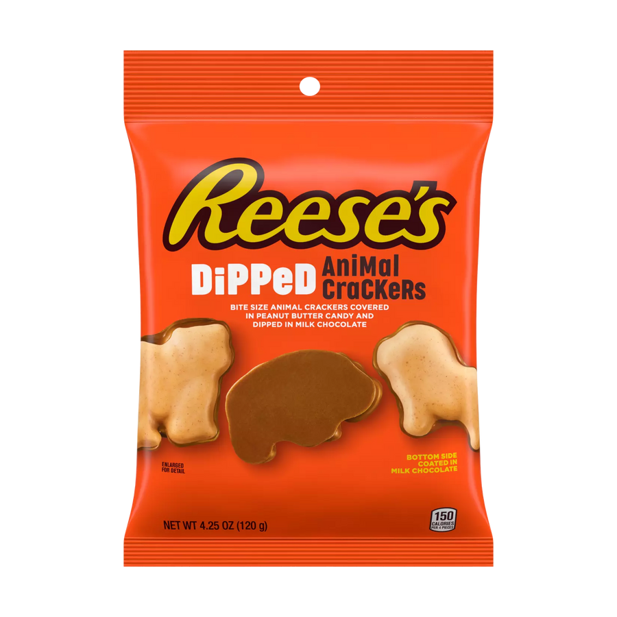 REESE'S DiPPeD Milk Chocolate Peanut Butter Animal Crackers 120 g (12 Pack) Exotic Snacks Wholesale Montreal Quebec Canada