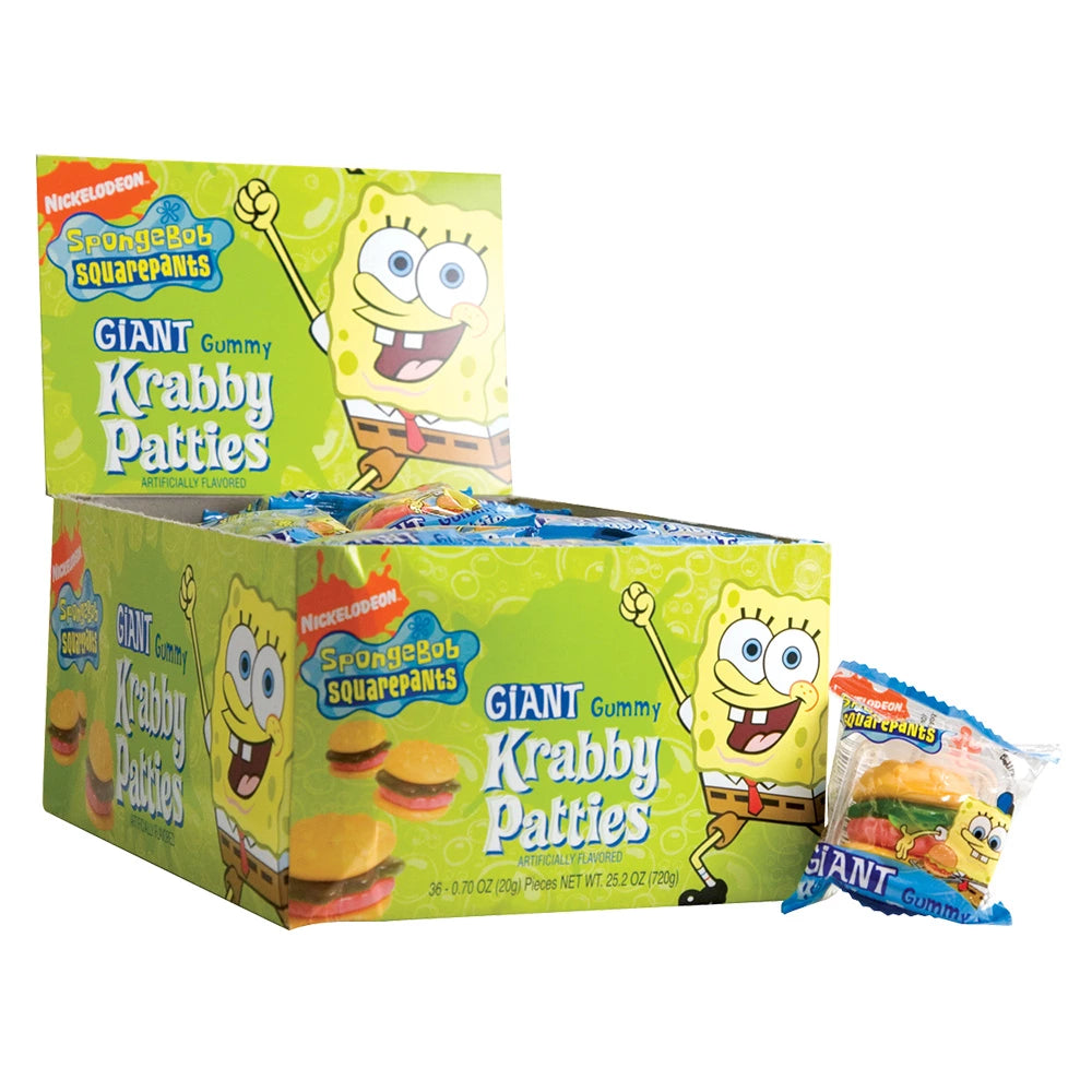 Spongebob Squarepants Giant Gummy Krabby Patties 20 g (36 Pack) Exotic Candy Wholesale Montreal Quebec Canada