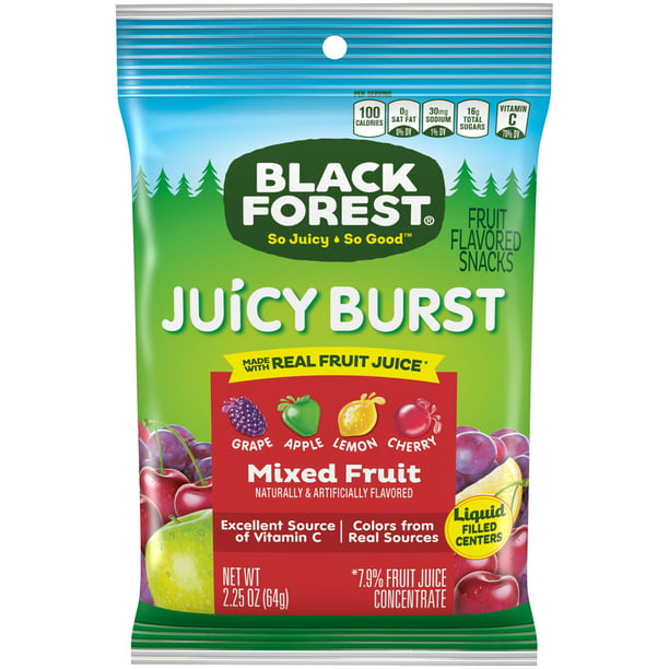 Black Forest Juicy Burst Fruit Medley Snack 64 g (48 Pack) Exotic Candy Wholesale Montreal Quebec Canada