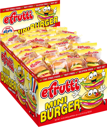 eFrutti Gummi Mini Burgers 9 g (60 Pack) Exotic Candy Candy Wholesale Montreal Quebec Canada