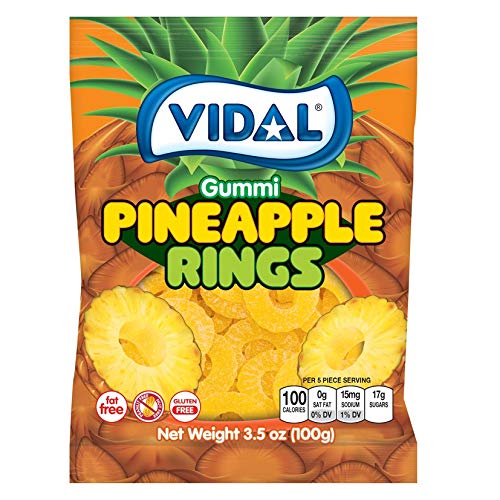 Vidal Pineapple Rings Gummi Candy 100 g (14 Pack) Exotic Candy Wholesale Montreal Quebec Canada