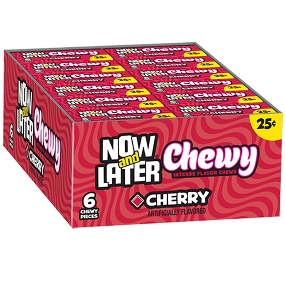 Now and Later 6-Piece Cherry Chewy Candy 26 g (24 Pack) Exotic Candy Wholesale Montreal QUebec Canada