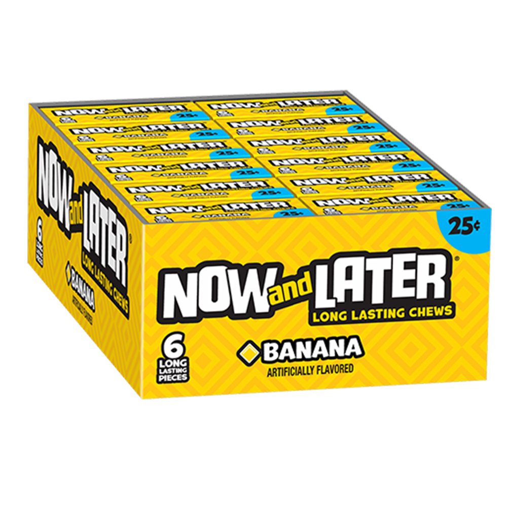 Now and Later 6-Piece Banana Chewy Candy 26 g (24 Pack) Exotic Candy Wholesale Montreal Quebec Canada