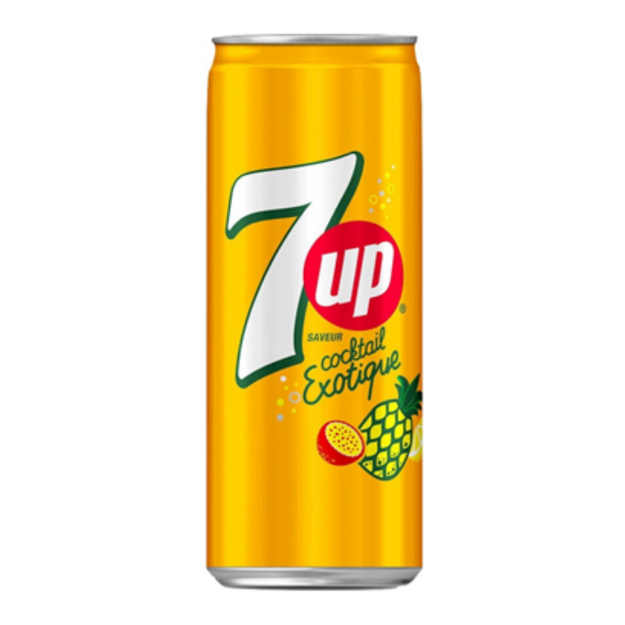 7UP Cocktail Exotique Can 330 mL (24 Pack) Exotic Drinks Wholesale Montreal Quebec Canada