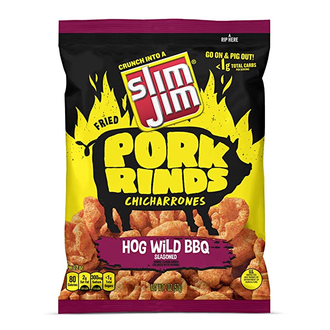 Slim Jim Pork Rind Hog Wild BBQ 57 g Imported Exotic Wholesale Snacks Montreal Quebec CAnada