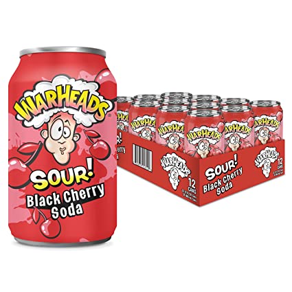 Warheads Sour Black Cherry Soda 355 mL (12 Pack) Imported Exotic Drink Montreal Quebec Canada