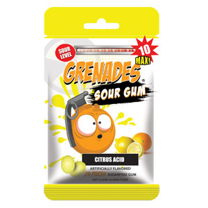 Grenades Sour Gum Citrus Acid 60 g (12 Pack)