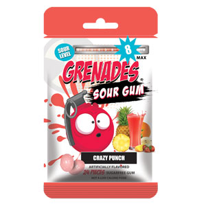 Grenades Sour Gum Crazy Punch 60 g (12 Pack)